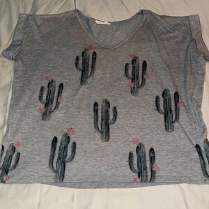 Cute Cactus Top Gray with navy and pink cactus’s.